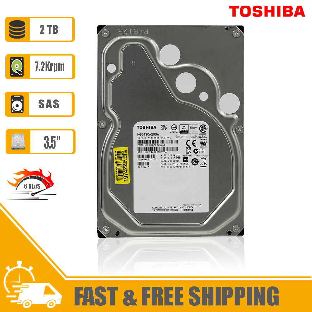 Toshiba (SAS) 3.5" Internal Hard Drive 2TB 7200rpm PN HDEPE23GEA51 MG04SCA200A