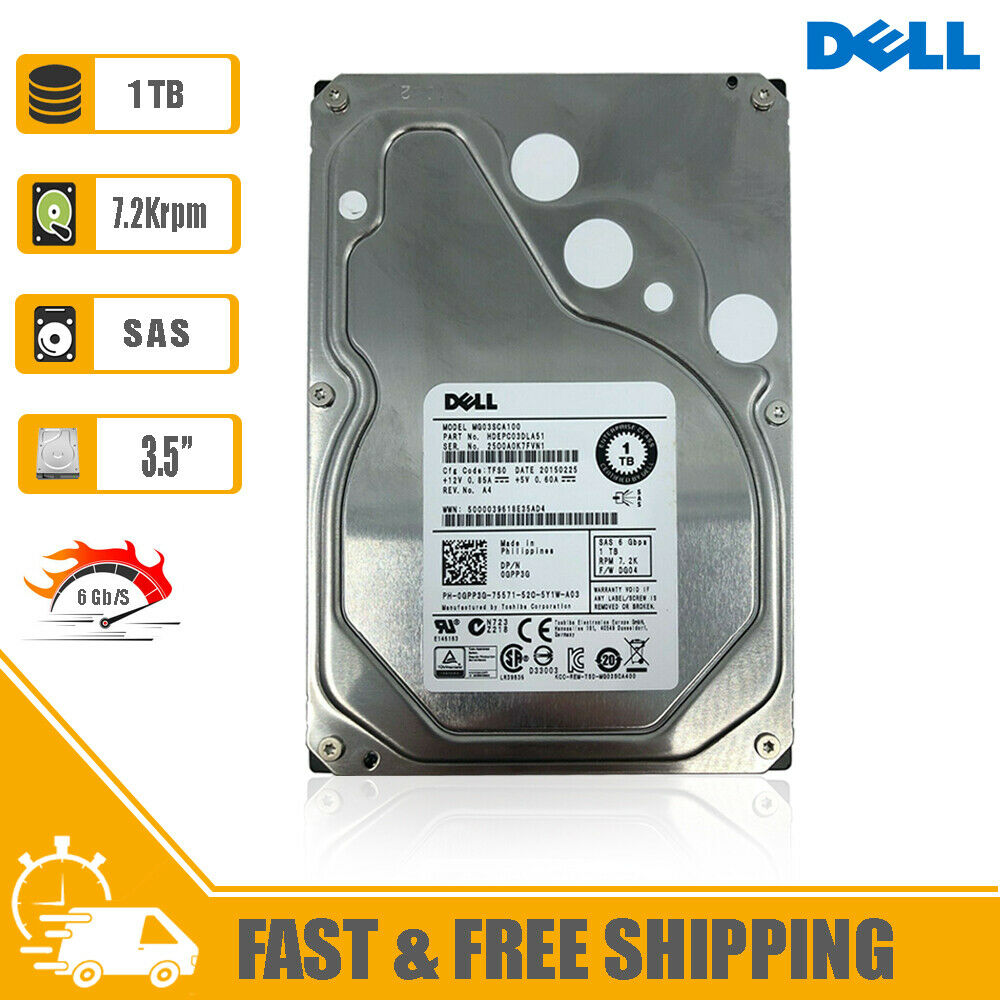 Dell (SAS) 3.5" 1TB Internal HD 7200rpm HDD HDEPC03DLA51 0GPP3G MG03SCA100