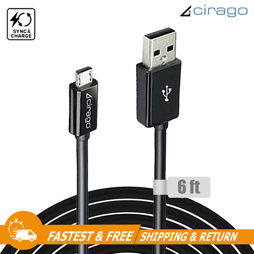 Cirago Universal 6ft USB to Micro USB Male Data Sync/Charging Cable for Samsung