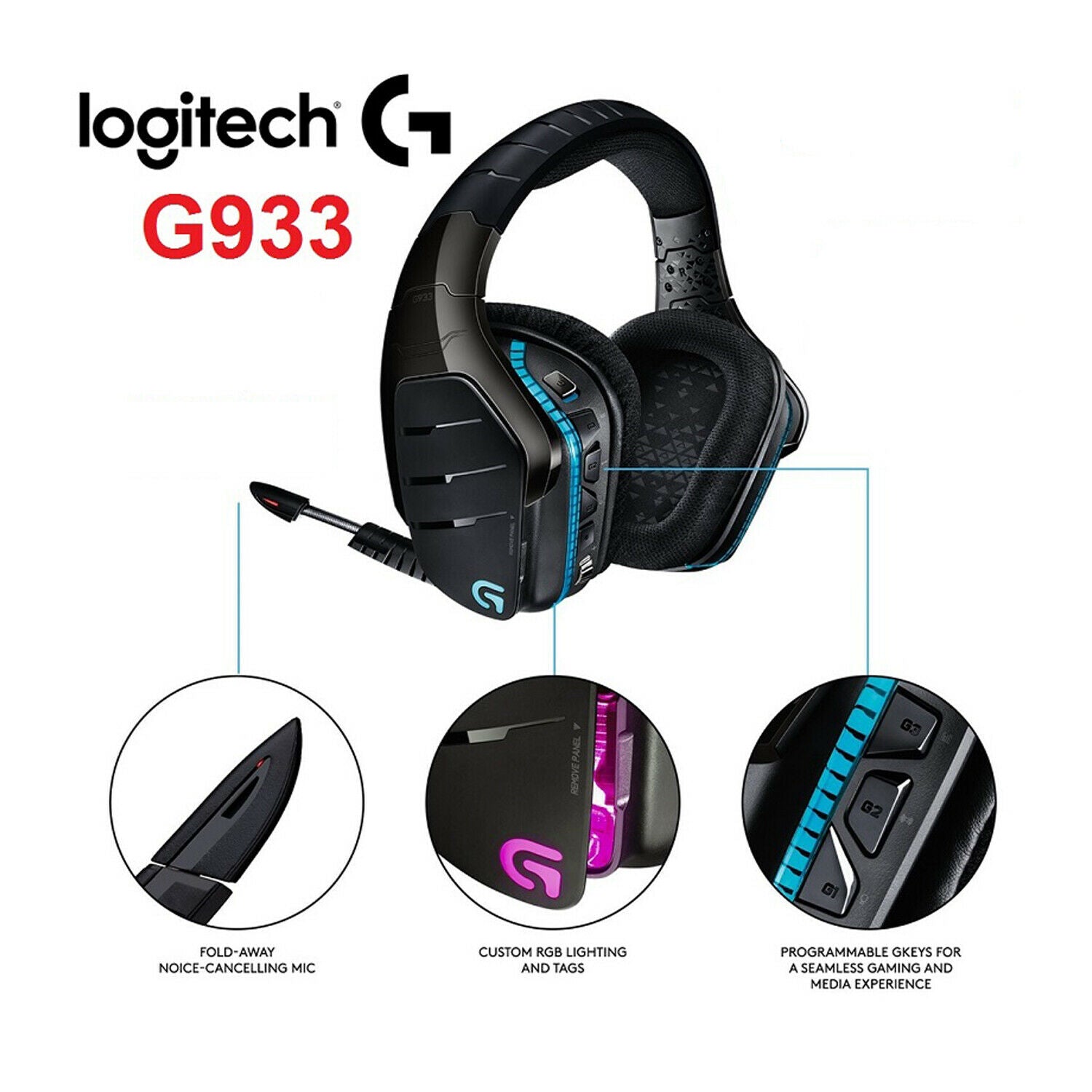 Logitech G933 Artemis Spectrum 7.1 Dolby DTS Wireless Gaming Headset- PS, XBox