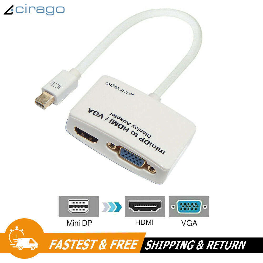 Cirago Mini Display Port to HDMI / VGA Cable Adapter Converter for MacBook or PC