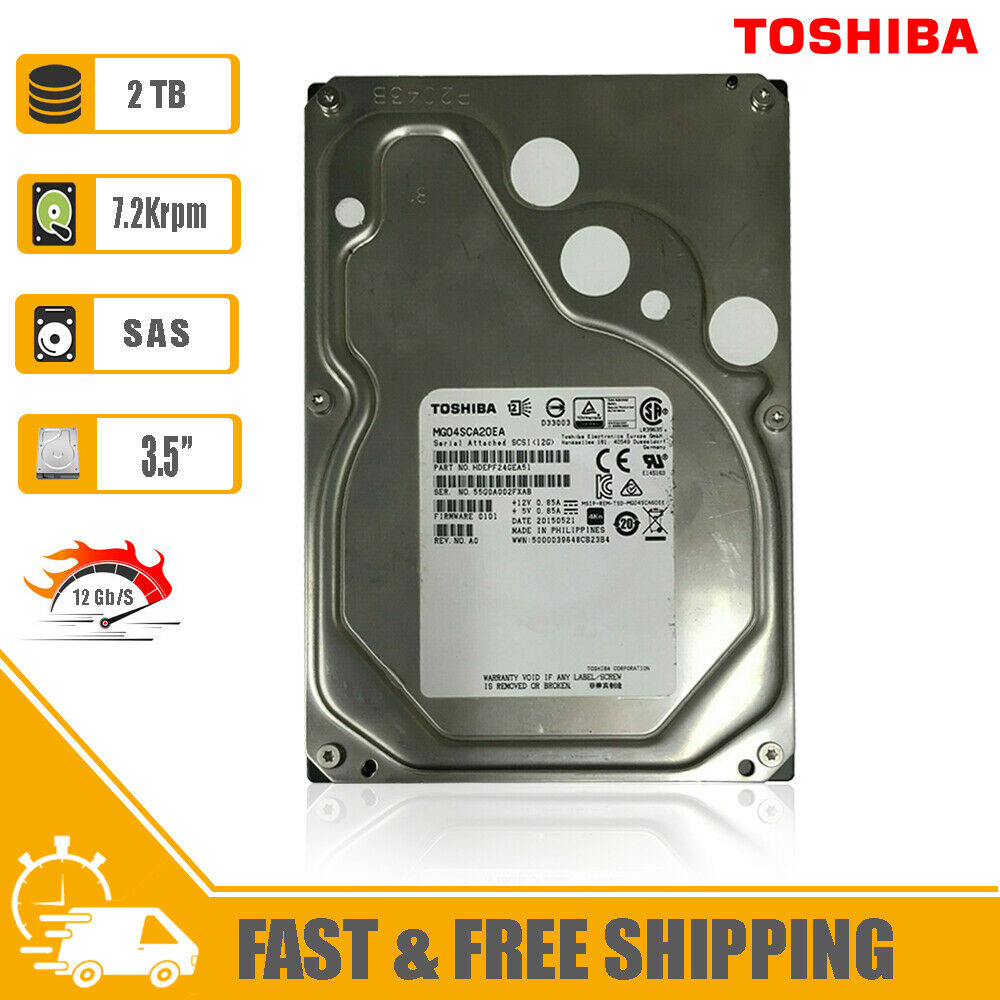 Toshiba (SAS) 3.5" 2TB 7200RPM 128MB Hard Drive 4Kn, MG04SCA20EA/HDEPF24GEA51F