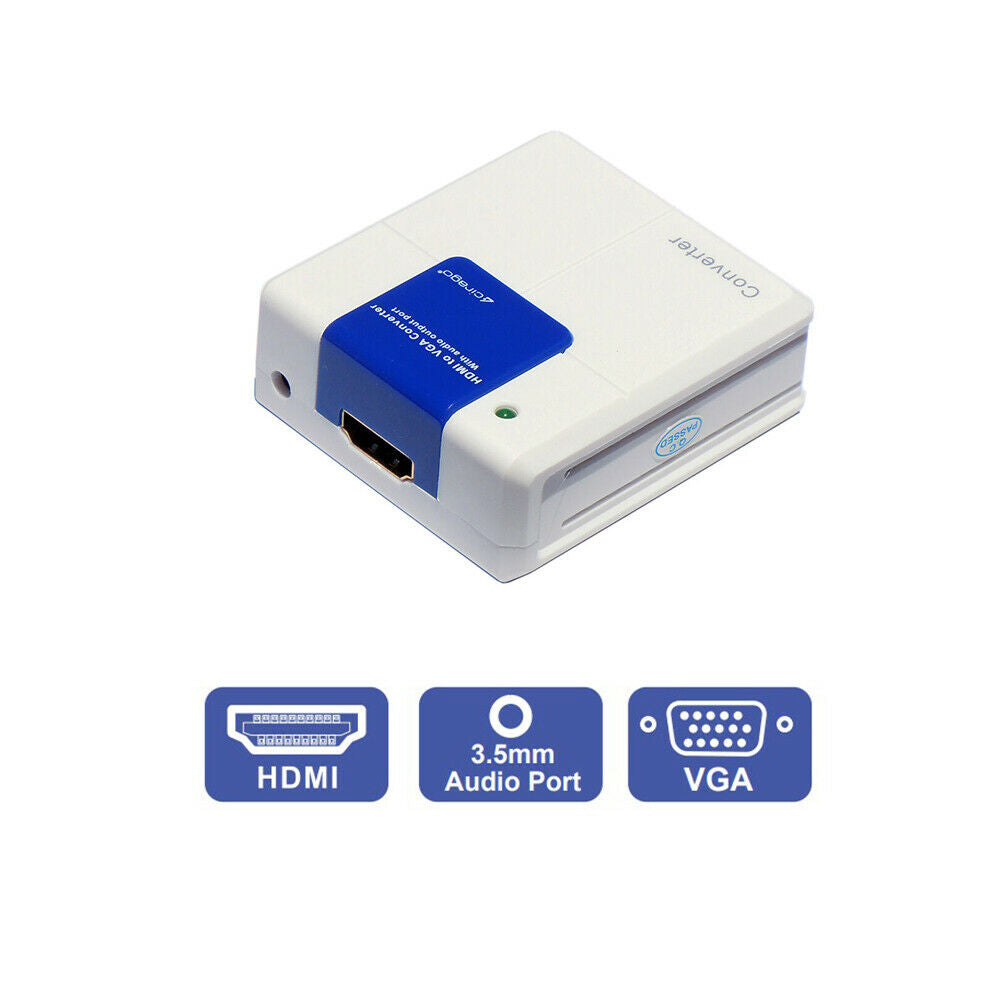 Cirago HDMI to VGA Converter Display Adapter 1080i with 3.5mm Audio Output White