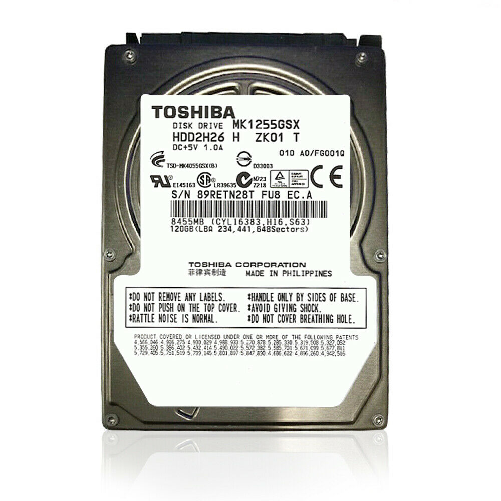 Toshiba (SATA) 2.5" Laptop Internal HD 120GB 5400rpm HDD HDD2H26 MK1255GSX