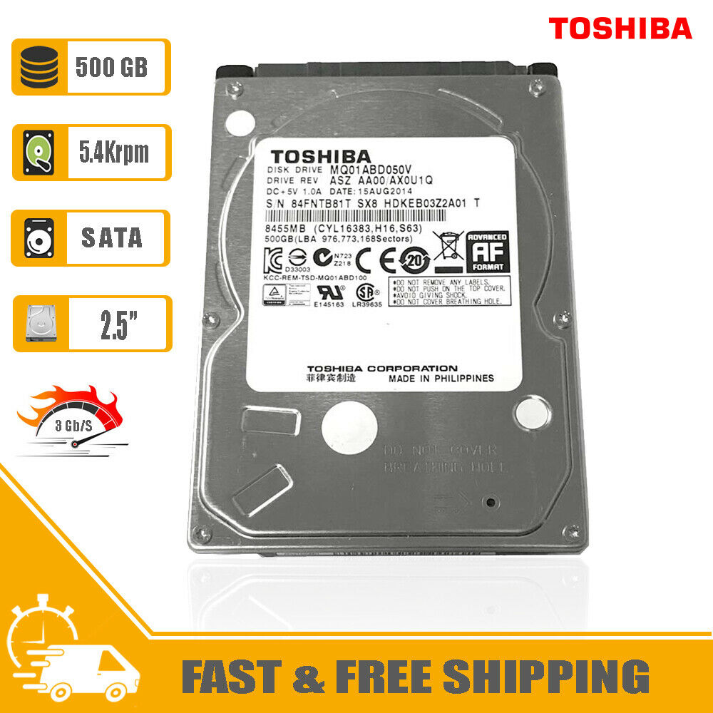 Toshiba (SATA) 2.5" Internal HD 500GB 5400RPM HDD HDKEB03Z2A01 MQ01ABD050V