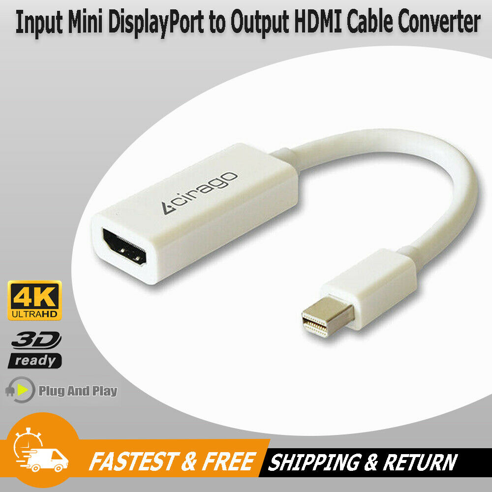 Cirago Mini Display Port to HDMI Female 4K & 3D Support Converter Cable Adapter