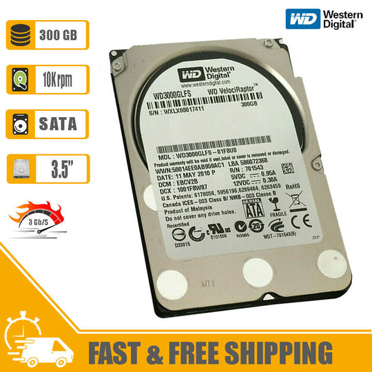 WD 3.5" (SATA) VelociRaptor 300GB 10KRPM 3GB/s 16MB Internal HD WD3000GLFS