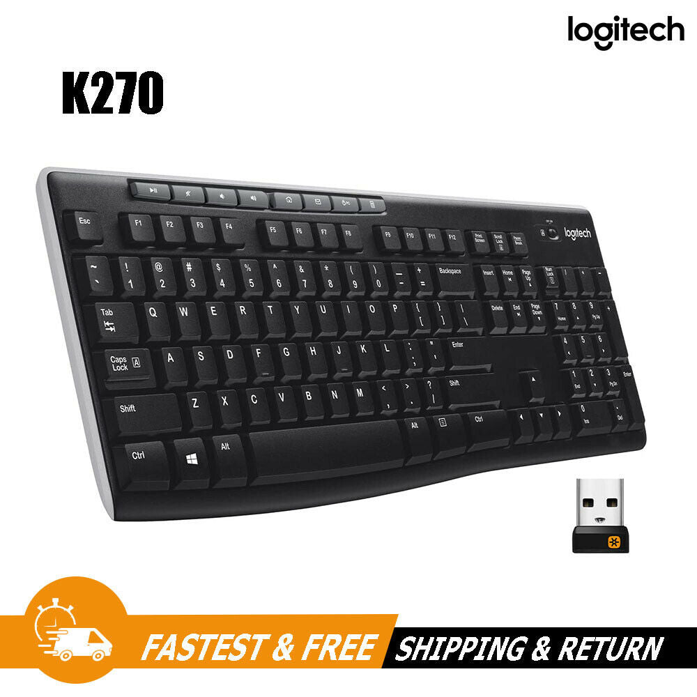 Logitech K270 Wireless 2.4 GHz Full Size USB Keyboard Long-Range 920-003051