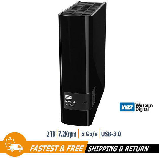 New WD My Book for Mac 2TB USB 3.0 Desktop External Hard Drive, WDBYCC0020HBK