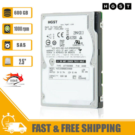 HGST 2.5" (SAS) Internal Hard Drive Server 600GB 10Krpm 0B26040, HUC109060CSS600