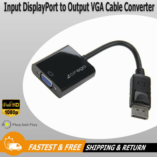 Cirago DisplayPort DP to VGA 1080P Video Converter Cable Adapter for PC Laptop