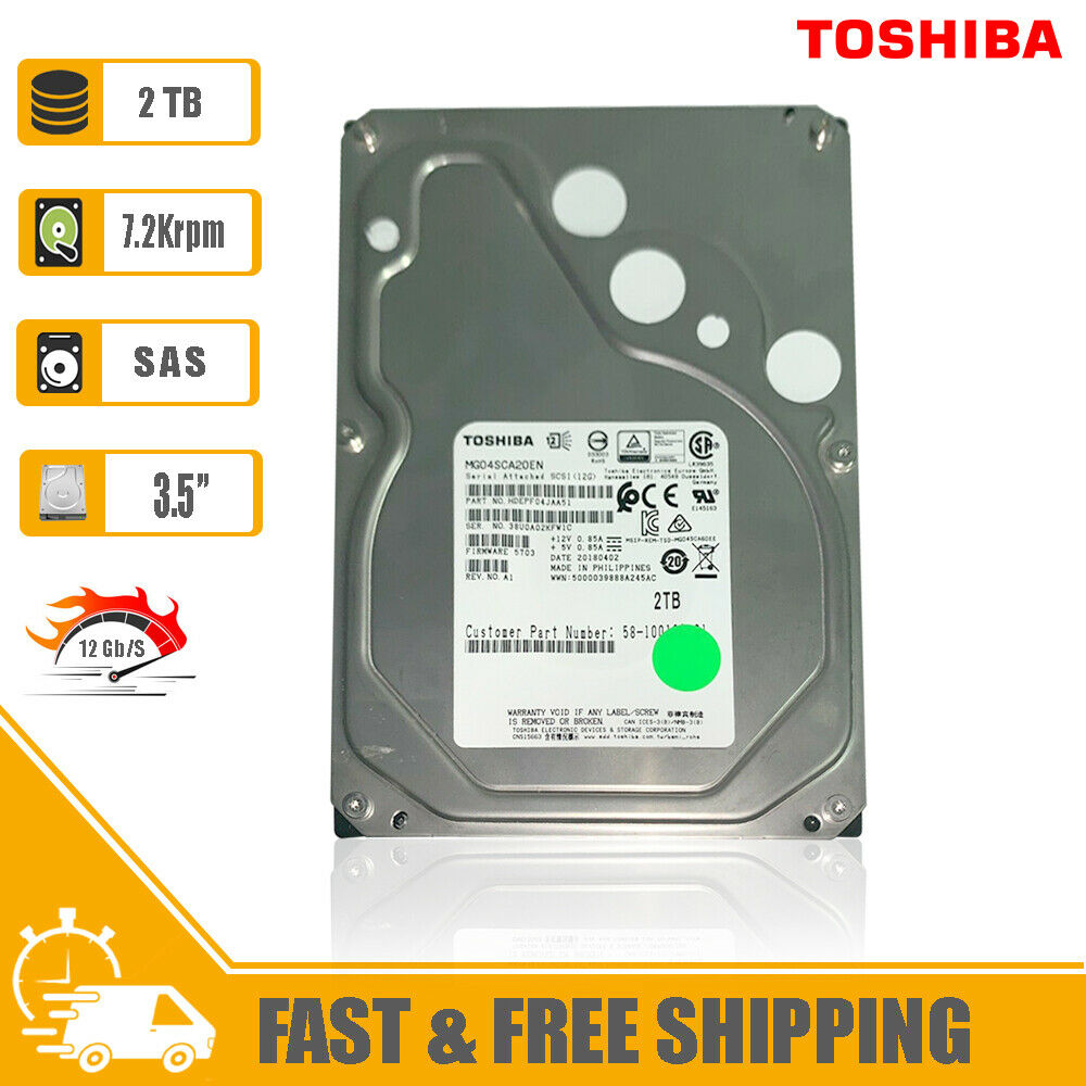 Toshiba (SAS) 3.5" 2TB Server Internal HD 7200rpm 12Gb/s HDD, MG04SCA20EN