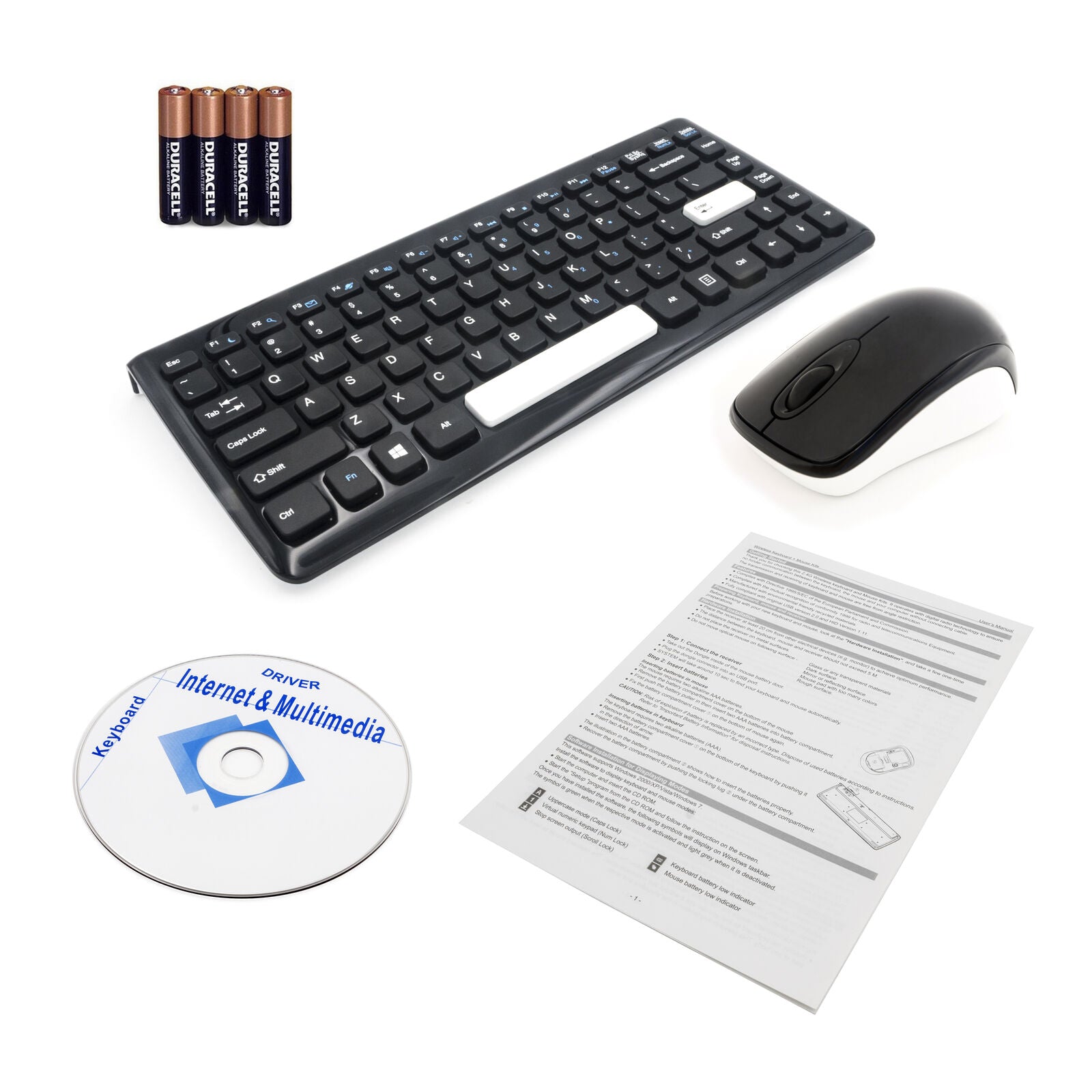 Wireless Slim Keyboard and Mouse Kits 2.4Ghz Silm and Light Noise Black KG-0977