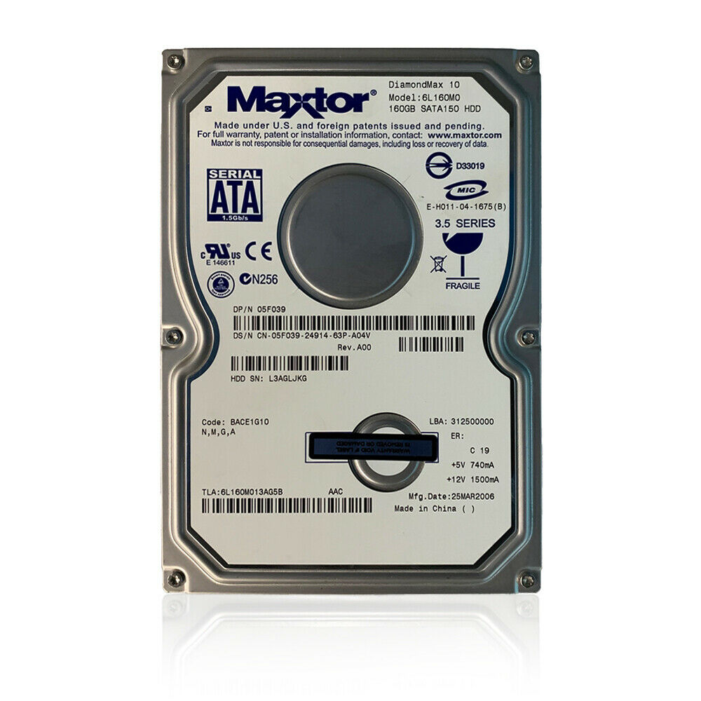 Maxtor (SATA) DiamondMax 6L160M0 3.5" Internal HD 160GB 7200rpm HDD for PC