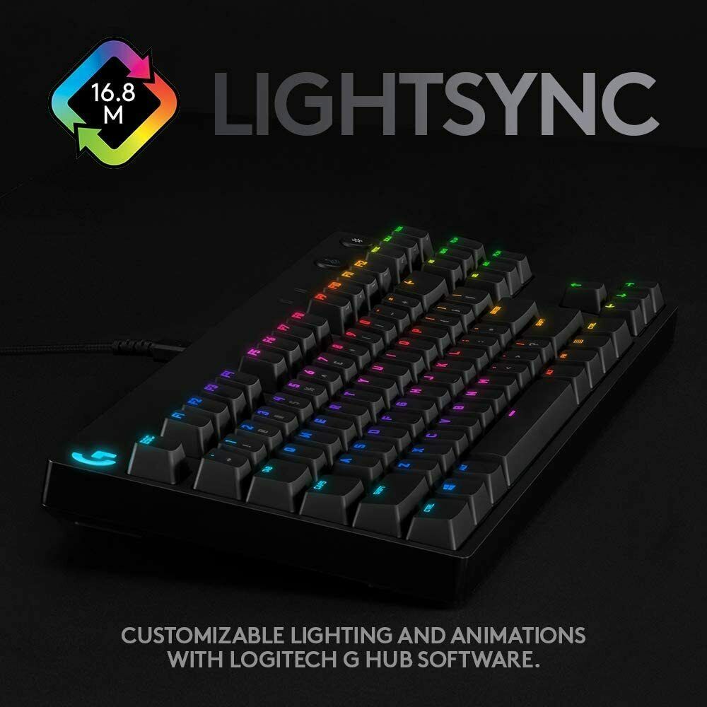 Logitech G Pro TKL RGB Wired Gaming Keyboard GX Blue Clicky Switch, 920-009388