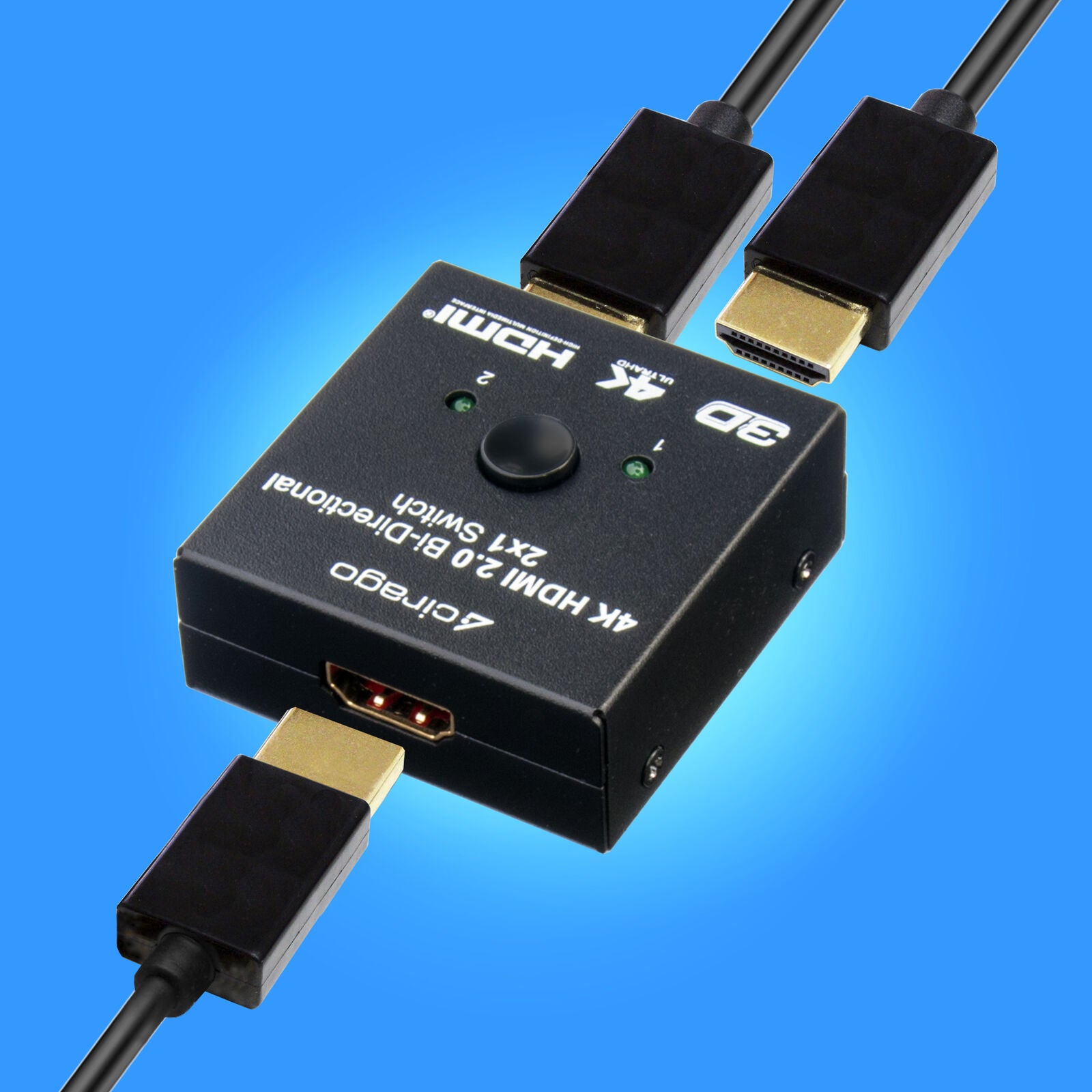 Cirago 4K Bi-Directional HDMI 2.0 HDCP 2x1 Switch Splitter Plug and play