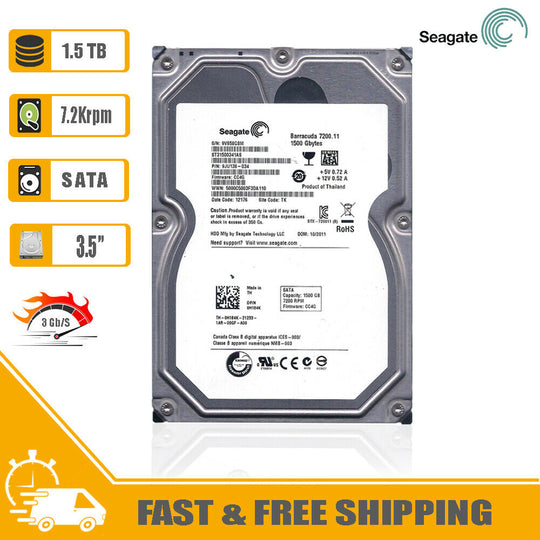 Seagate Barracuda (SATA) 3.5" Internal Hard Drive 1.5TB 7200rpm HDD ST31500341AS