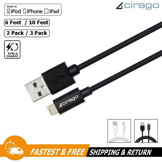 Cirago MFi Certified Lightning to USB Sync / Charging Data Cable Cord for Apple