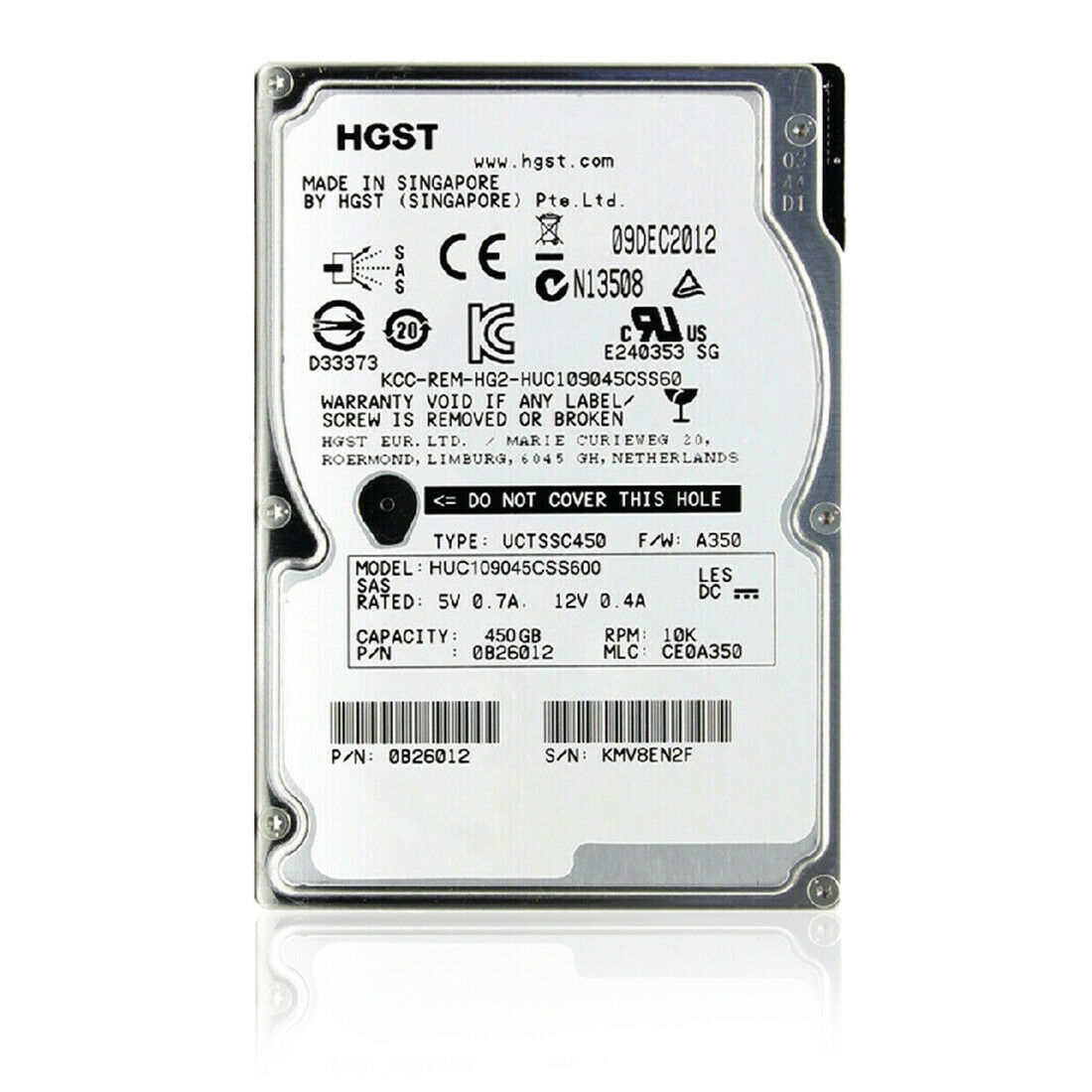 HGST (SAS) Ultrastar C10K900 2.5" Hard Drive 450GB 10K 0B26012 HUC109045CSS600