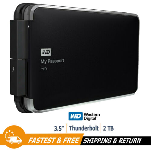 WD My Passport Pro Portable External Hard Drive 2TB Thunderbolt, WDBRMP0020DBK