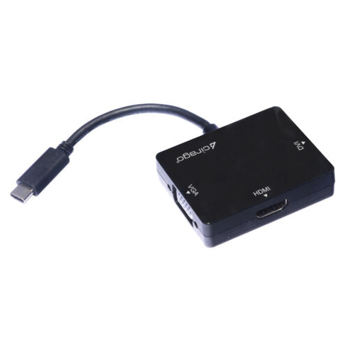 Cirago USB-C to HDMI/DVI/VGA 3-in-1 Display Port Converter Cable Adapter - Black