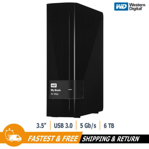 WD My Book for Mac 6TB Desktop External Hard Drive USB 3.0 WDBYCC0060HBK, Black