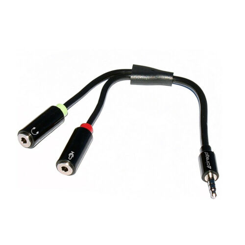 Cirago 3.5mm Stereo Audio to Female Headset & Mic TRRS Y Splitter Cable Adapter