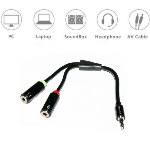 Cirago 3.5mm Stereo Audio to Female Headset & Mic TRRS Y Splitter Cable Adapter