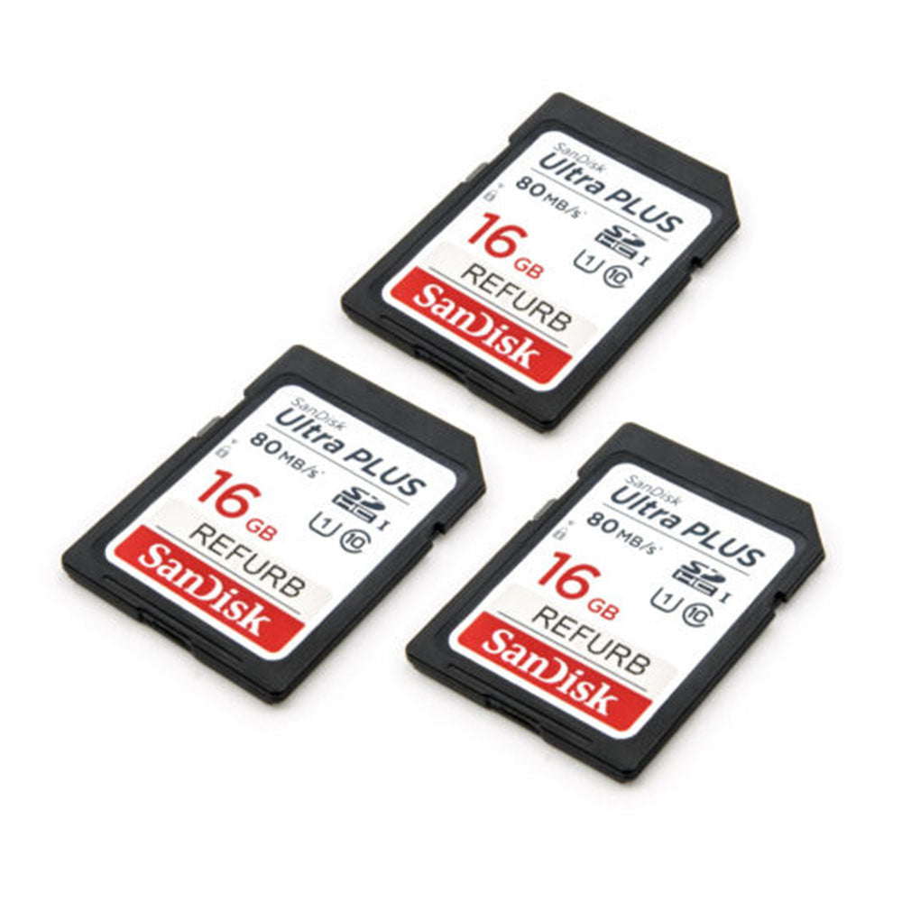SanDisk Ultra Plus 16GB Read Speed up to 80MB/S SDHC Memory Card 3 Pack