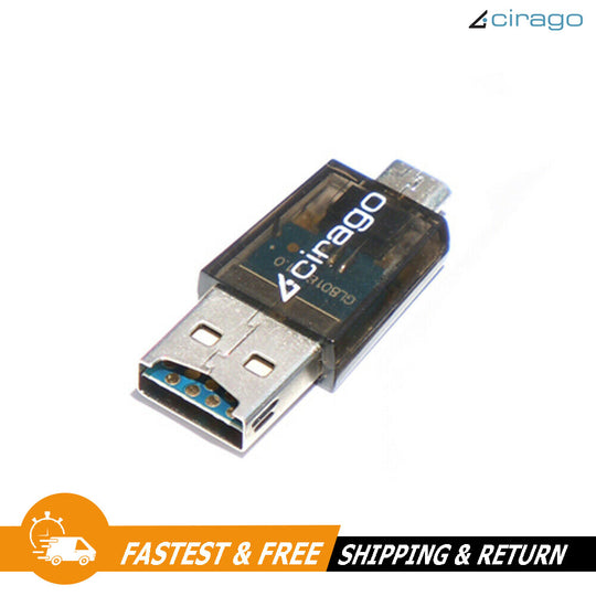 Cirago Memory Card Reader Micro USB to Micro SD For All Android Phone Tablet PC
