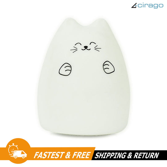 Multicolor Grinning Cat LED Night Light BPA Free with Touch Sensor and 3 Modes