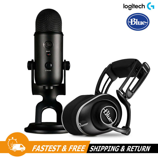 Blue Yeti USB Microphone + Lola Blackout 1752 Ninjas in Pyjamas Pro Gamer Bundle