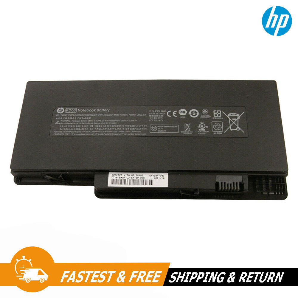 Genuine HP Replacement Laptop Li-ion Battery 6 Cells 11.1v, 52wh, 5026mAh, Black